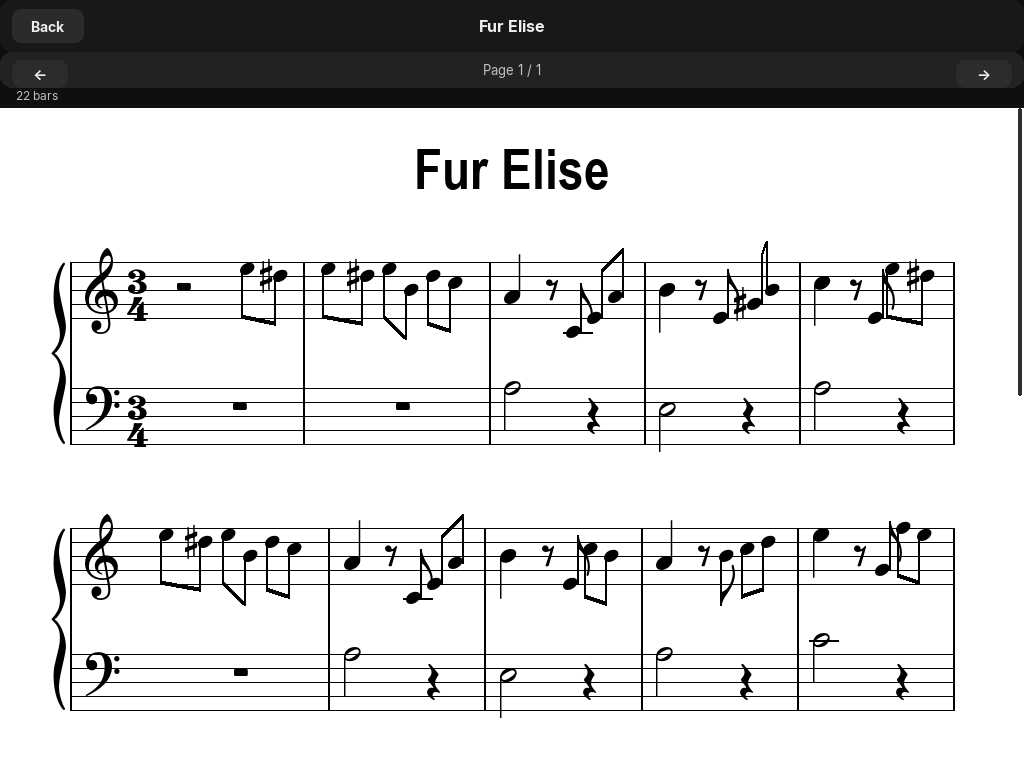 Pianove — imported score view